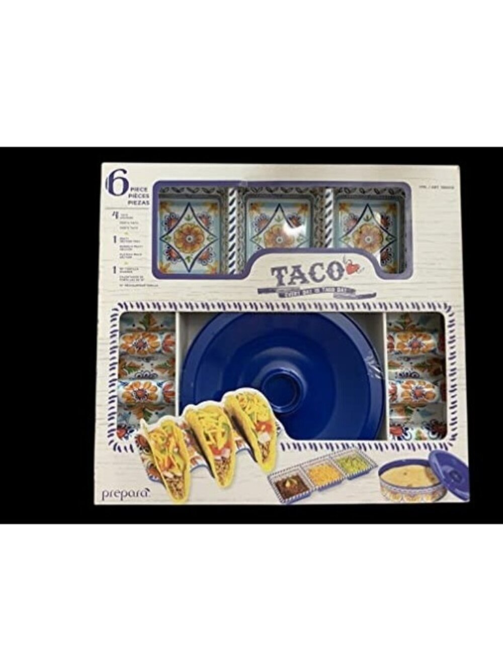Prepara Taco Party Set 6‑Pc Melamine Taco Holders Tray Tortilla Warmer New